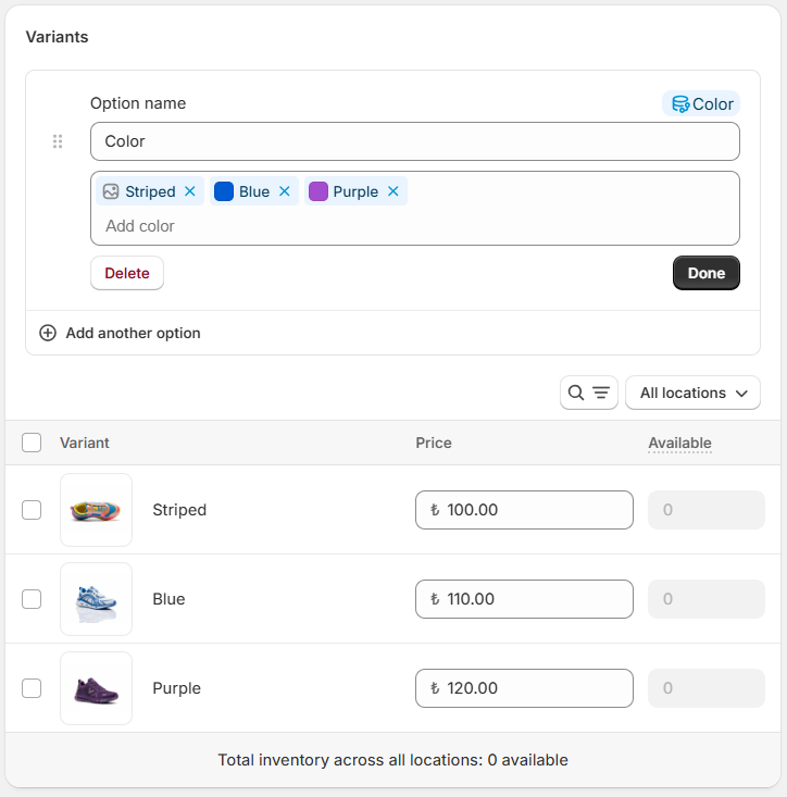 Layout of a clean Shopify product page with clear information