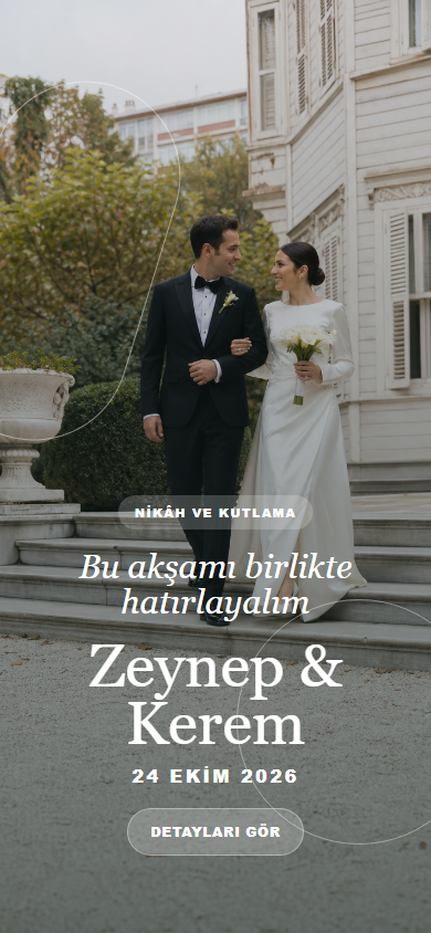 Turkish digital invitation for a city wedding in Istanbul